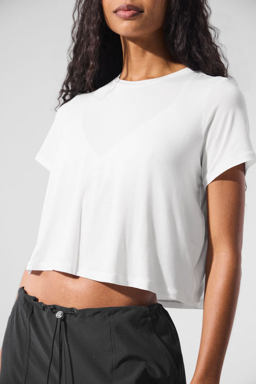 Cropped All Day Short Sleeve - White
