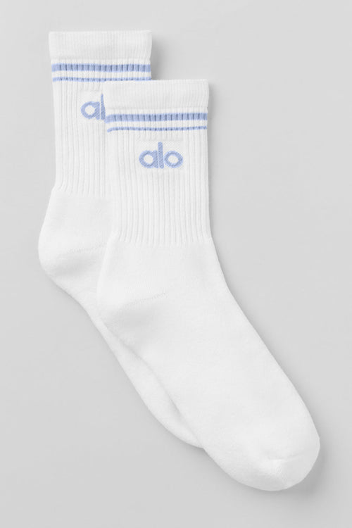 Unisex Half-Crew Throwback Sock - White/Winter Frost