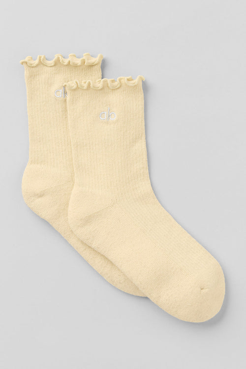Women's Lettuce Edge Sock - Candlelight Yellow