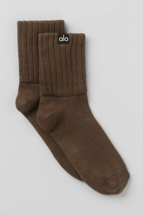 Unisex Half-Crew Scrunch Sock - Espresso
