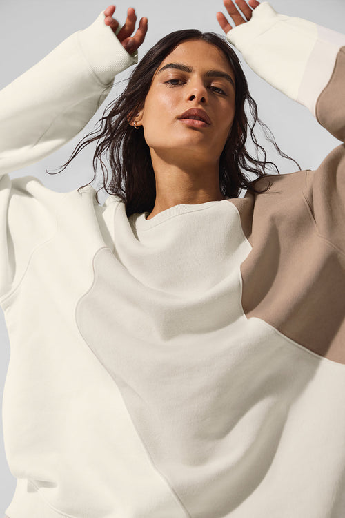 Make Waves Crew Neck Pullover - Ivory/Bone/Gravel