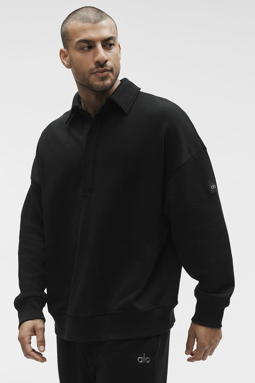Take It Easy Long Sleeve Henley Pullover - Black