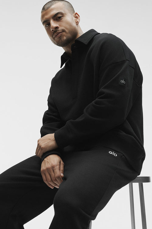 Take It Easy Long Sleeve Henley Pullover - Black