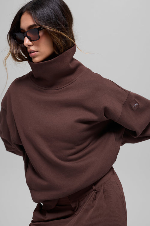 Hazy Mock Neck Pullover - Brownstone
