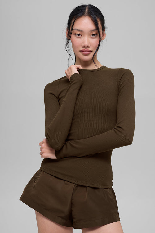 Ribbed Modal Long Sleeve - Espresso