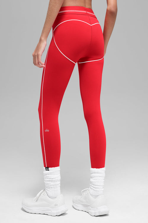 Airbrush High-Waist 7/8 Heart Throb Legging - Bright Red/White