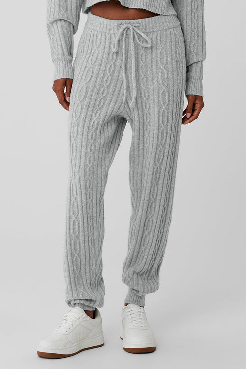 Cable Knit Winter Bliss Pant - Athletic Heather Grey
