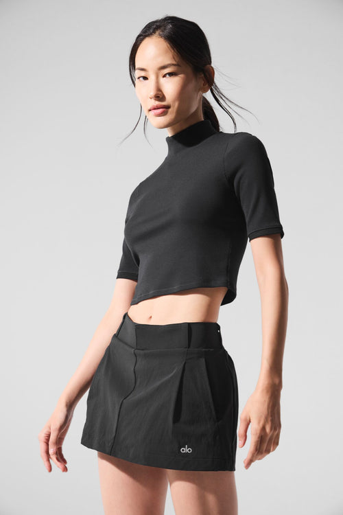 Ribbed Mesh Secret Short Sleeve - Black