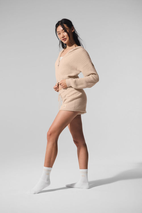 Cashmere High-Waist Plush Waffle Short - Macadamia Blush