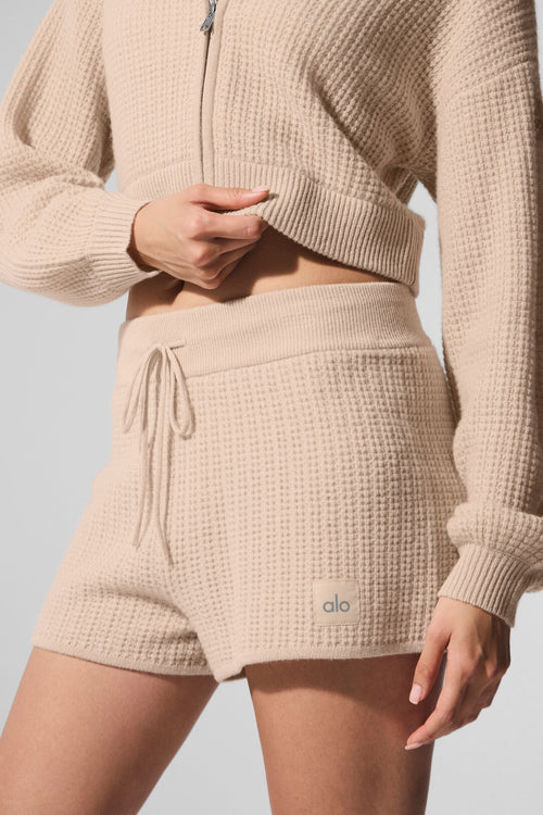 Cashmere High-Waist Plush Waffle Short - Macadamia Blush