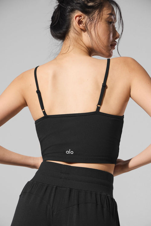 Ribbed Delicate Lounge Tank - Black