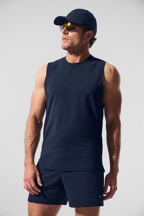 Alo Vapor Muscle Tank - Navy