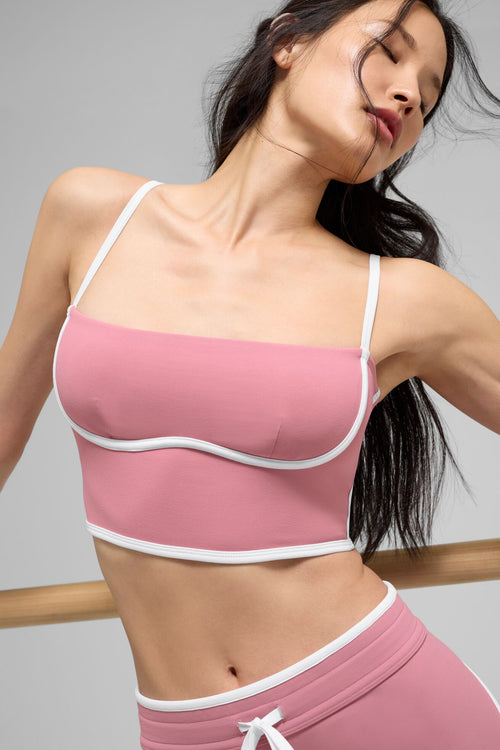Airbrush Streamlined Bra Tank - Pink Wild Rose/White