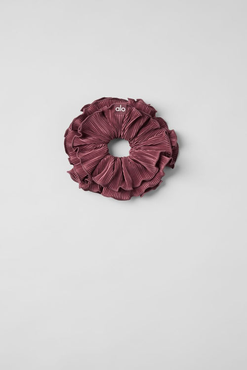 Micro Plisse Oversize Scrunchie - Burgundy Truffle