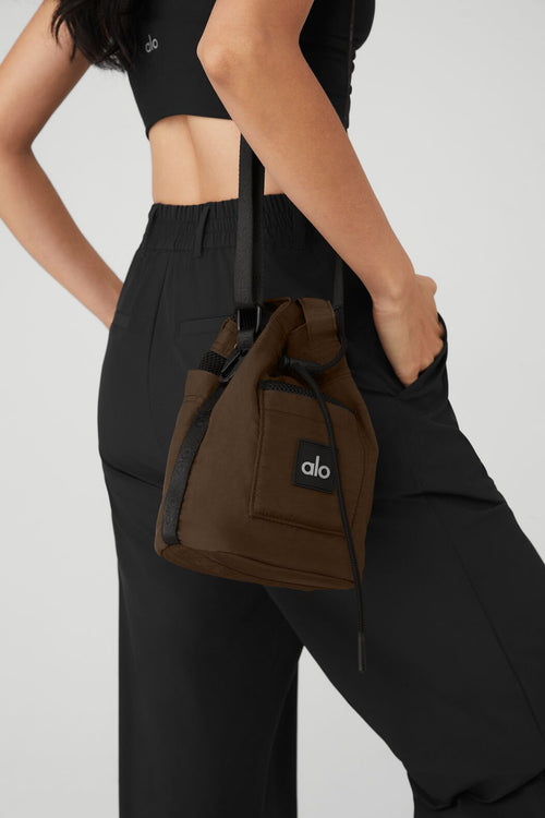 Cross Body Bucket Bag - Espresso/Black