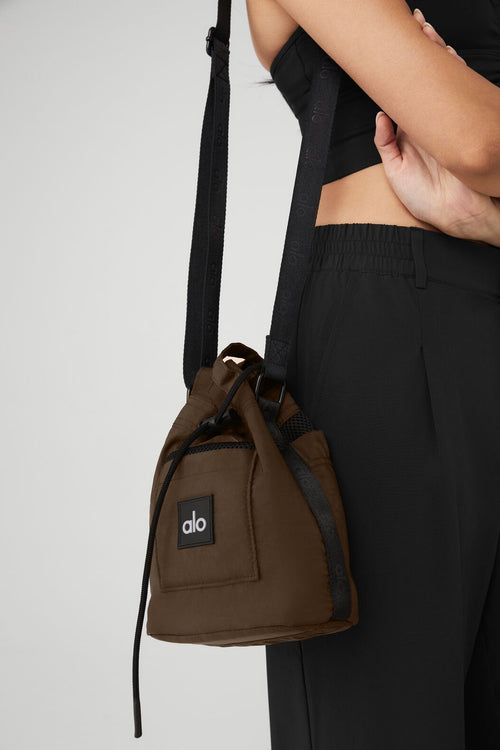 Cross Body Bucket Bag - Espresso/Black