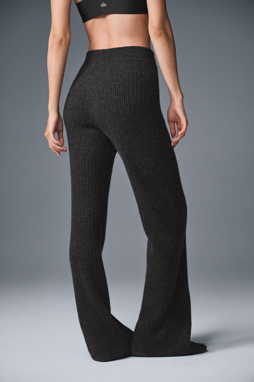 Cashmere High-Waist Plush Waffle Pant - Dark Heather Grey