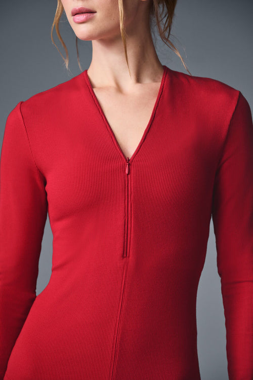 Ribbed Mesmerize Long Sleeve - Bold Red