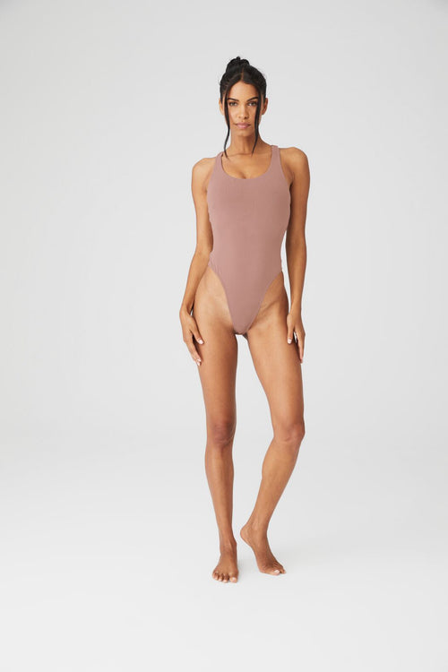 Sleek Back Bodysuit - Gravel