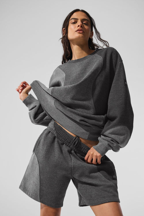 Make Waves Crew Neck Pullover - Dark Heather Grey Tonal