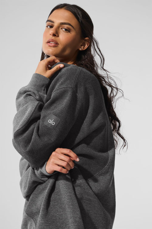 Make Waves Crew Neck Pullover - Dark Heather Grey Tonal
