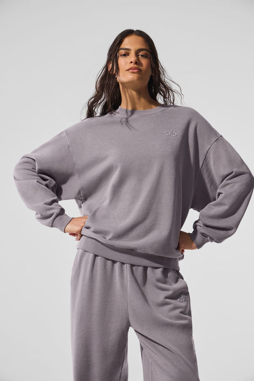 Washed Accolade Crew Neck Pullover - Cool Grey Wash