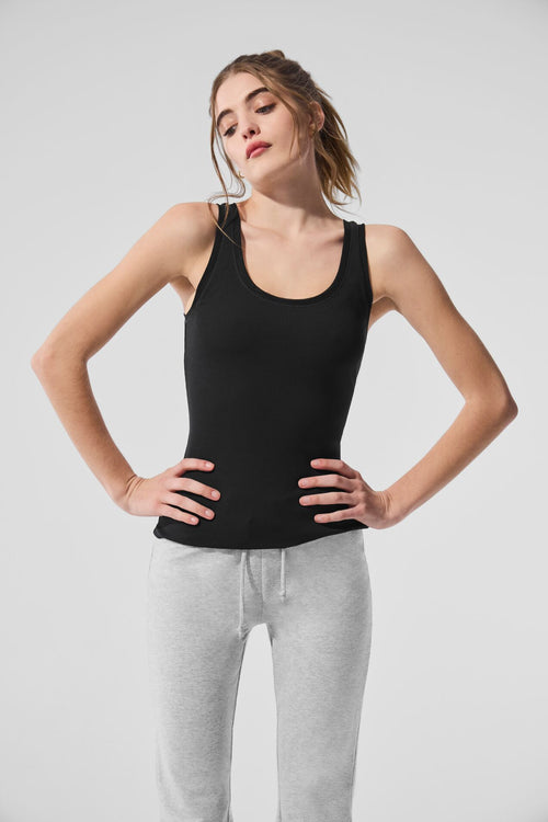 Ribbed Mesh Secret Tank - Black