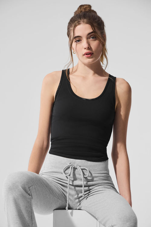 Ribbed Mesh Secret Tank - Black