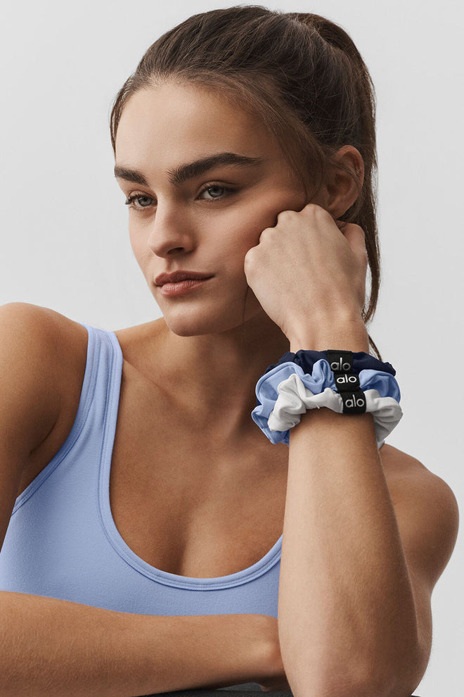 Fresh Mini Scrunchie 3-Pack - Light Provence Blue/Navy/White