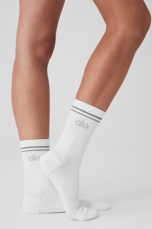 Unisex Half-Crew Performance Sock - White