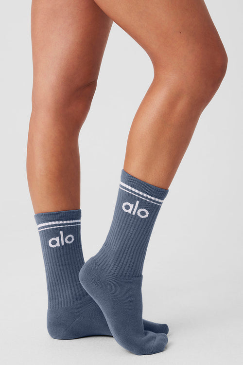 Unisex Throwback Sock - Bluestone/White