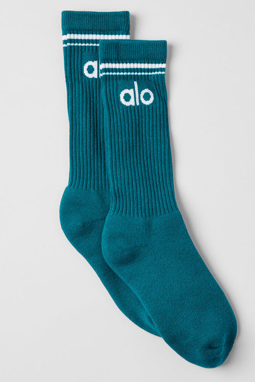 Unisex Throwback Sock - Oceanic Teal/White