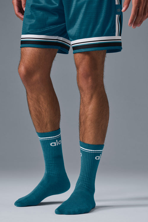 Unisex Throwback Sock - Oceanic Teal/White