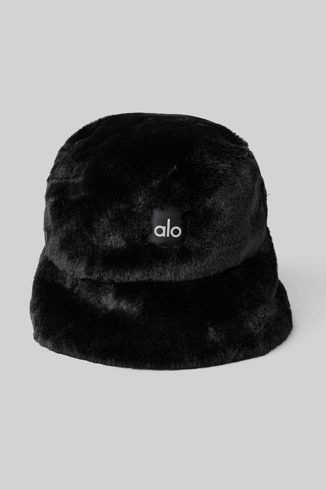 Faux Fur Bucket Hat - Black