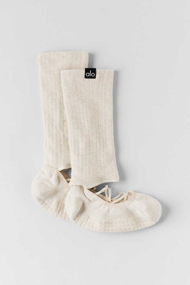 Women's Strappy Siren Grip Sock - Oatmeal Heather