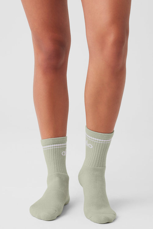 Unisex Half-Crew Throwback Sock - Limestone/White