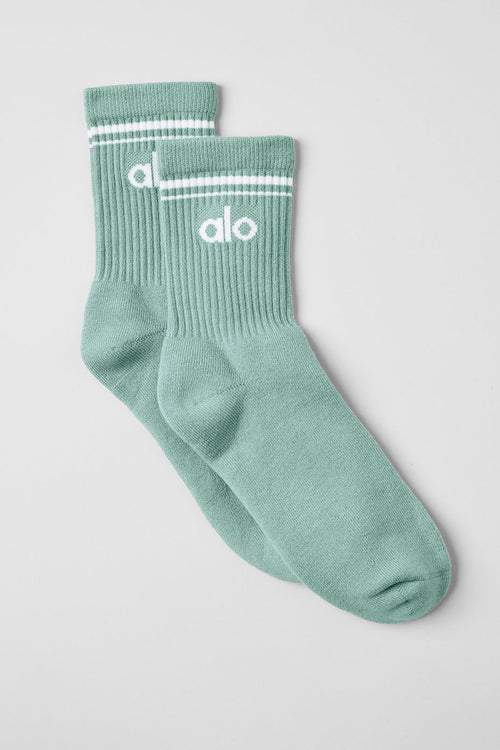 Unisex Half-Crew Throwback Sock - Botanical Green/White