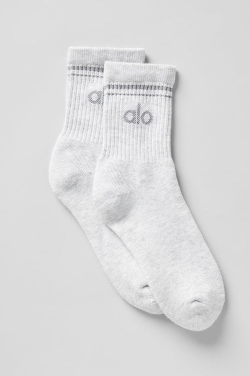Unisex Half-Crew Throwback Sock - White Heather/Grey
