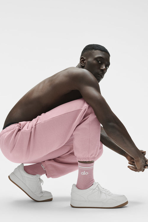 Unisex Half-Crew Throwback Sock - Vintage Pink/White