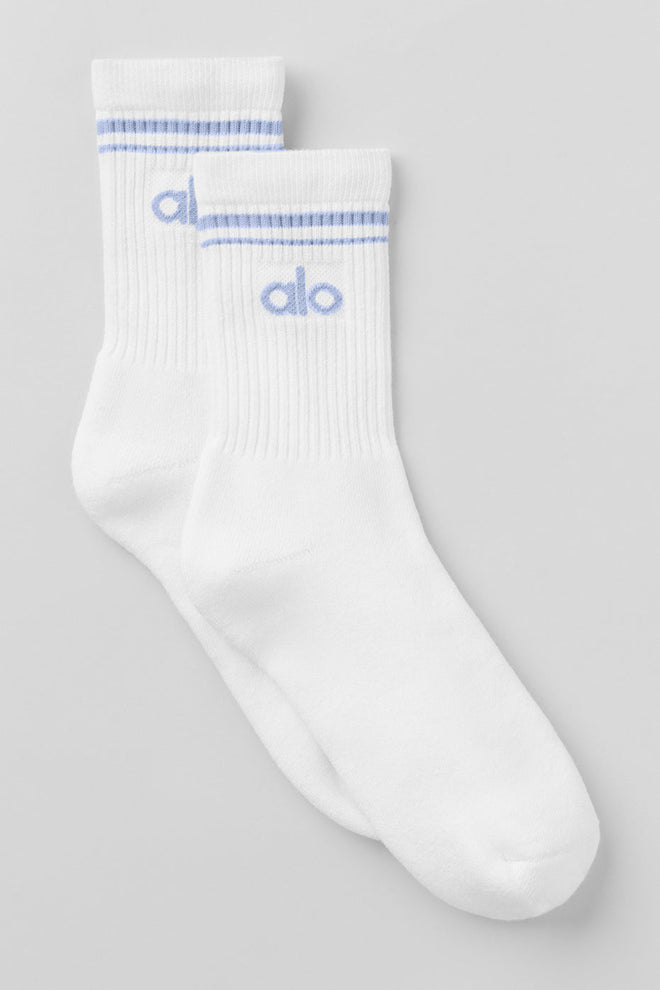 Unisex Half-Crew Throwback Sock - White/Winter Frost