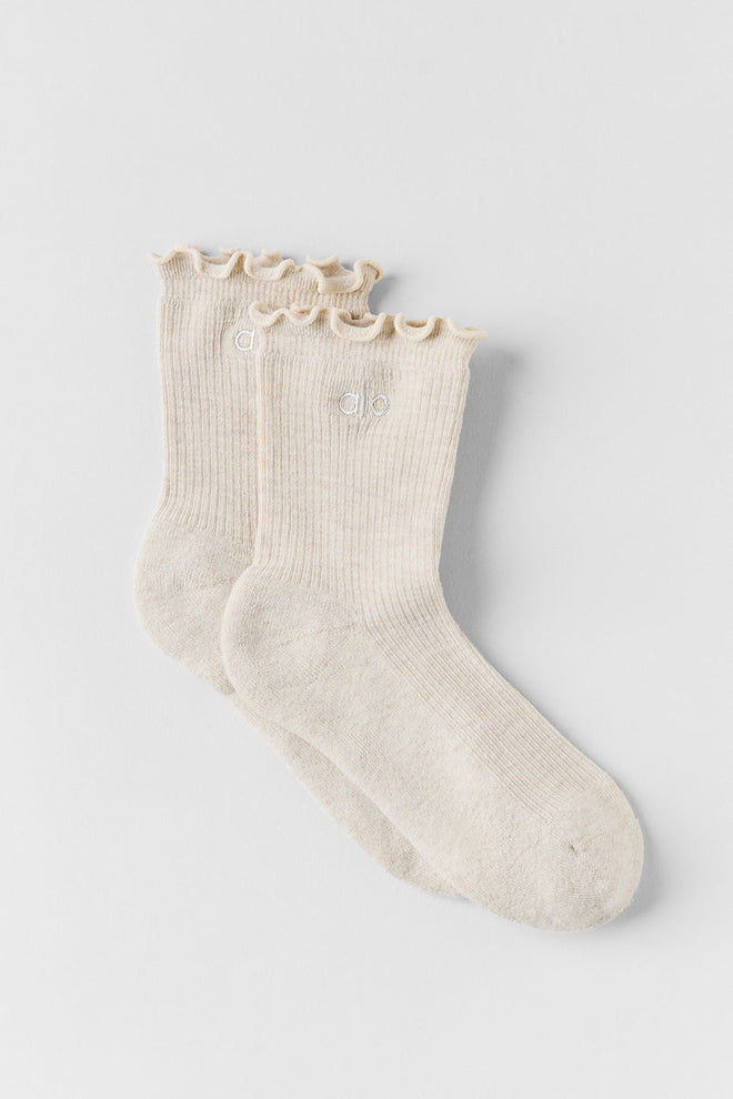 Women's Lettuce Edge Sock - Oatmeal Heather