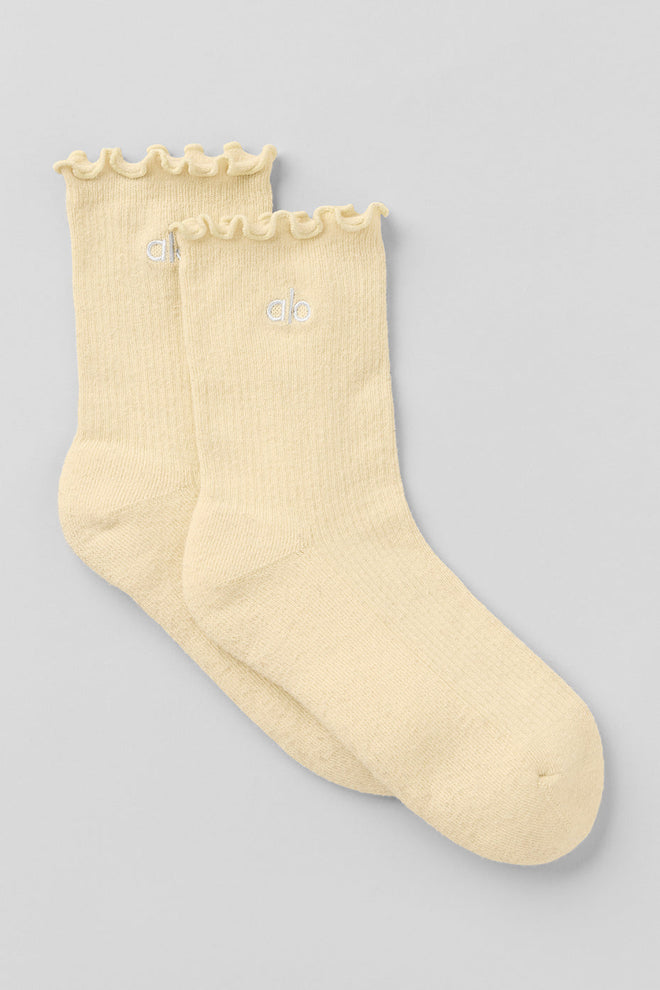 Women's Lettuce Edge Sock - Candlelight Yellow
