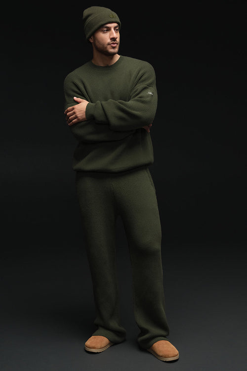 Domain Rib Knit Sweatpant - Green Olive