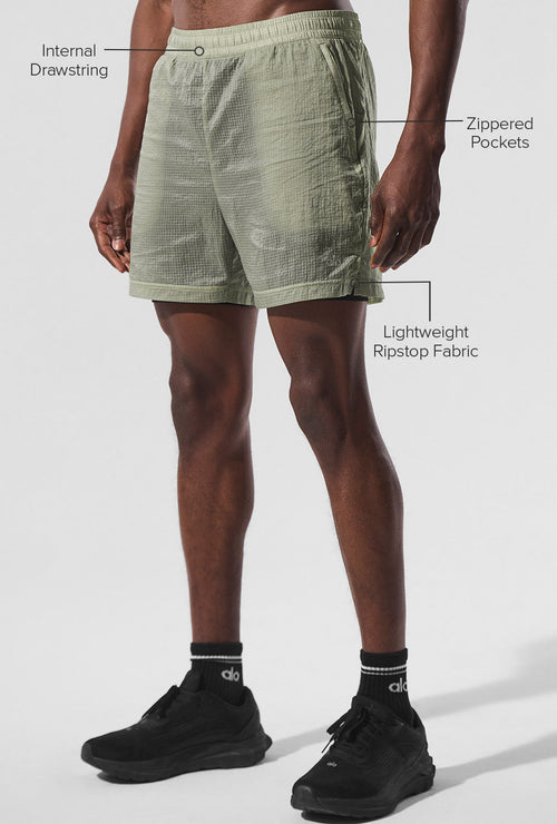 5" Game Time Ripstop 2-In-1 Short - Limestone/Black