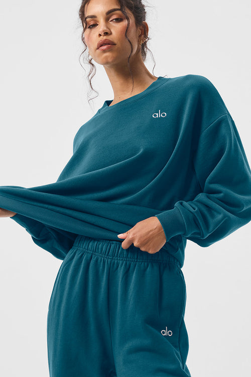 Accolade Crew Neck Pullover - Oceanic Teal