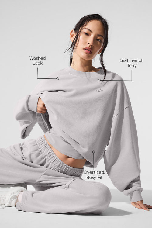 Washed Accolade Crew Neck Pullover - Grey Sky Wash