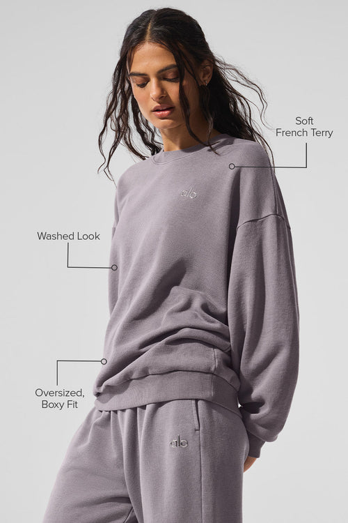 Washed Accolade Crew Neck Pullover - Cool Grey Wash
