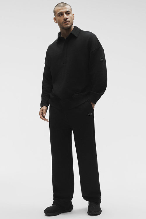 Take It Easy Long Sleeve Henley Pullover - Black