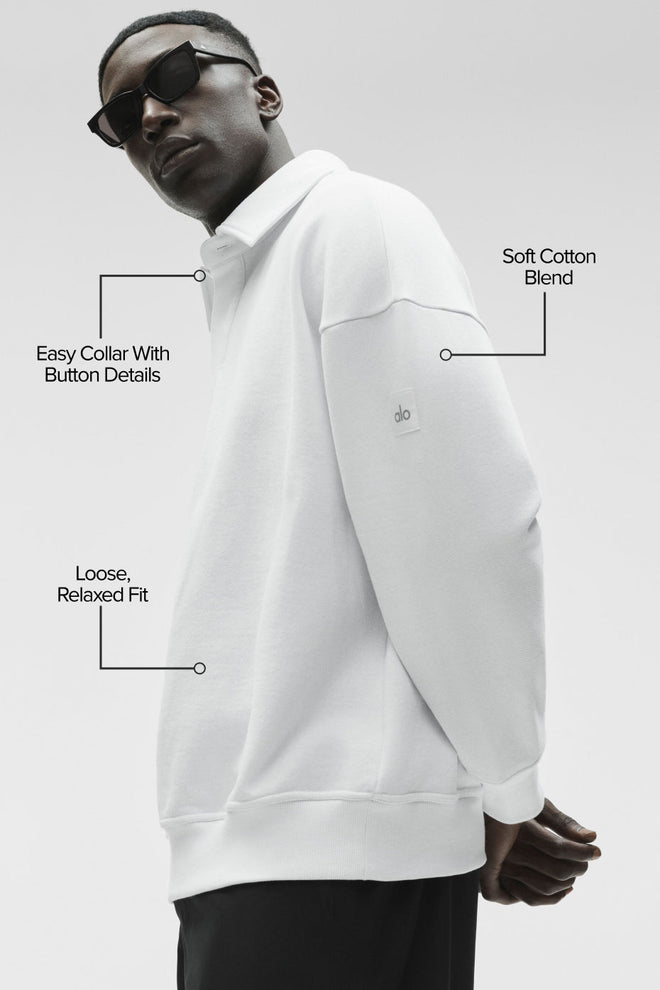 Take It Easy Long Sleeve Henley Pullover - White