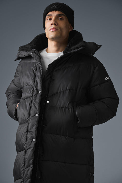 Gold Rush Puffer Trench - Black